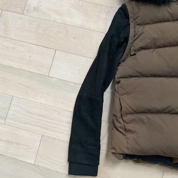 Maje leather sleeves raccoon fur hood warm removable sleeve down warm jacket 2 - Picture 6 of 15